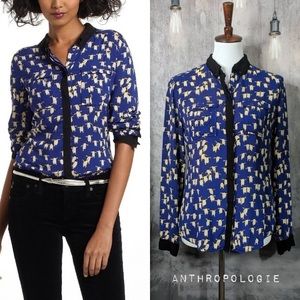 Maeve by Anthropologie blue penguin blouse Size 2